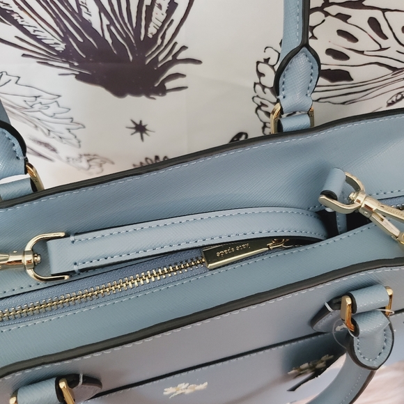 NWT KATE SPADE FLORAL EMBROIDERY MADISON BLUE WHITE CROSSBODY MEDIUM SATCHEL - Picture 6 of 7